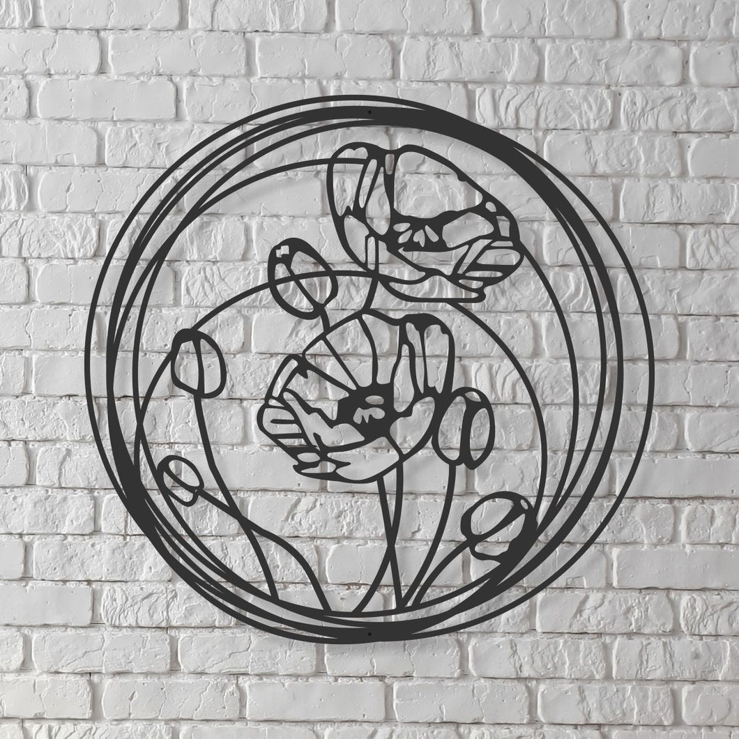Poppy ring ~ Steel wall art decor