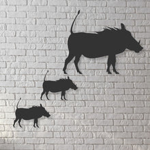 Load image into Gallery viewer, Warthogs family ~ Steel wall art decor
